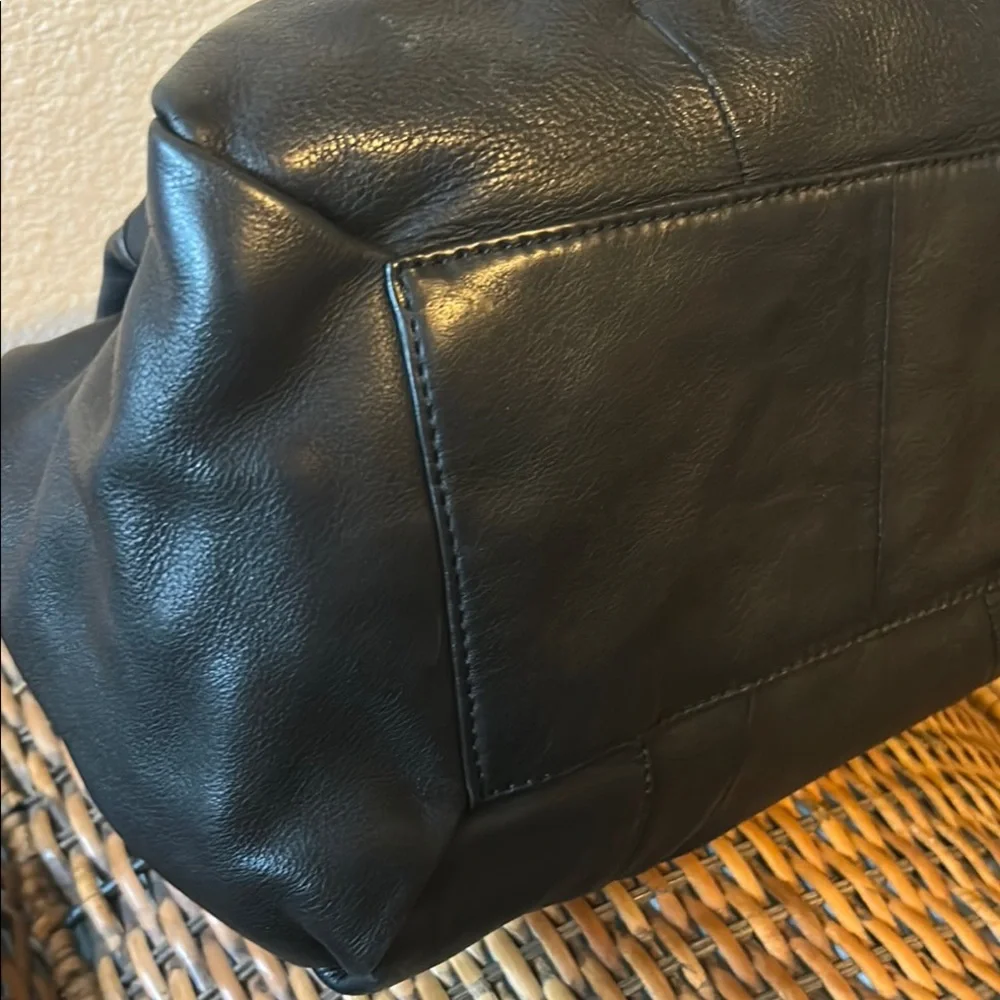 B.Makowsky Black Slouchy Shoulder Bag with Silver Hardware. - Picture 11 of 15
